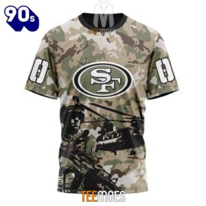 NFL San Francisco 49ers Custom Name Number Veteran Salute To Service T-Shirt