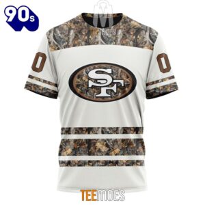 NFL San Francisco 49ers Custom Name Number White Camo Hunting T-Shirt