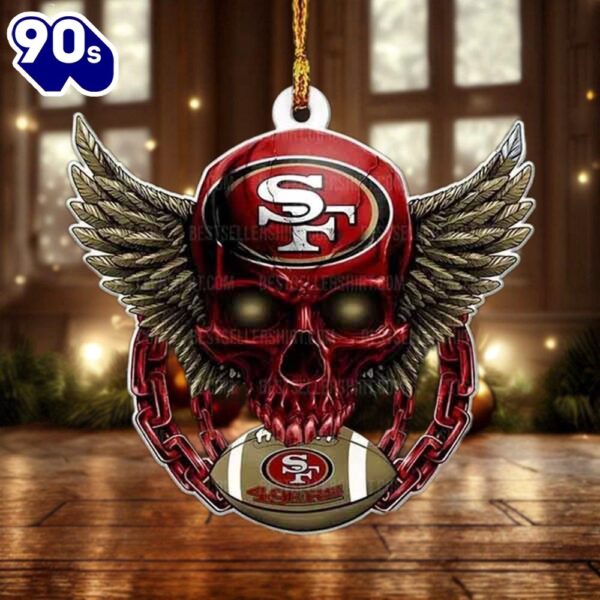 NFL San Francisco 49ers Football Skull Christmas Ornament Hanging Decor