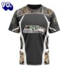 NFL Seattle Seahawks Custom Name Number Camo Hunting T-Shirt