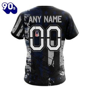 NFL Seattle Seahawks Custom Name Number Classic Grunge American Flag T-Shirt