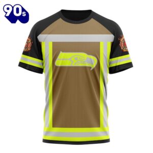 NFL Seattle Seahawks Custom Name Number Firefighter Uniform T-Shirt