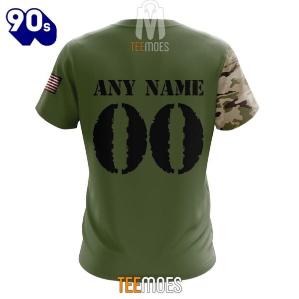 NFL Seattle Seahawks Custom Name Number Green Camo US Military T-Shirt