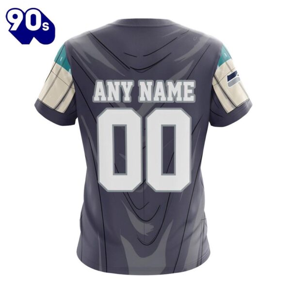 NFL Seattle Seahawks Custom Name Number Mandalorian And Baby Yoda T-Shirt