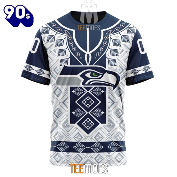 NFL Seattle Seahawks Custom Name Number Native Pattern T-Shirt