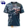 NFL Seattle Seahawks Custom Name Number Navy Skull Camo Veteran T-Shirt