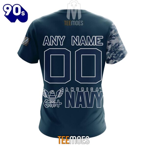 NFL Seattle Seahawks Custom Name Number Navy Skull Camo Veteran T-Shirt