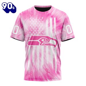 NFL Seattle Seahawks Custom Name Number Pink Tie-Dye T-Shirt