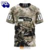 NFL Seattle Seahawks Custom Name Number Veteran Salute To Service T-Shirt