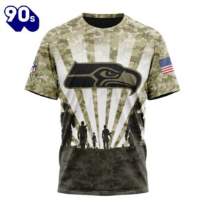 NFL Seattle Seahawks Custom Name Number Veterans And Families T-Shirt