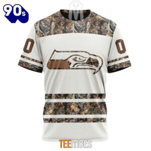 NFL Seattle Seahawks Custom Name Number White Camo Hunting T-Shirt