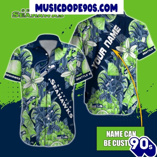 NFL Seattle Seahawks Custom Name Special Tropical Fruit Hawaiian Shirt