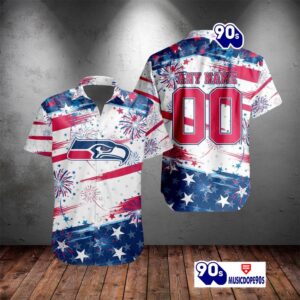 NFL Seattle Seahawks Special Design For Independence Day 4th Of July Personalized Hawaiian Shirt