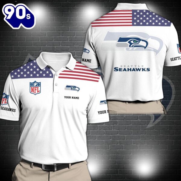 NFL Seattle Seahawks Sport Polo Shirt Custom Your Name  Gift For Fans