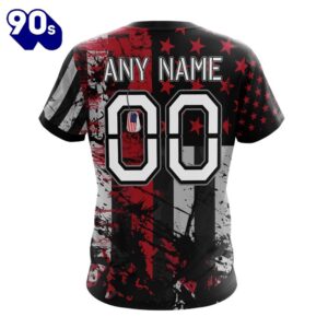 NFL Tampa Bay Buccaneers Custom Name Number Classic Grunge American Flag T-Shirt