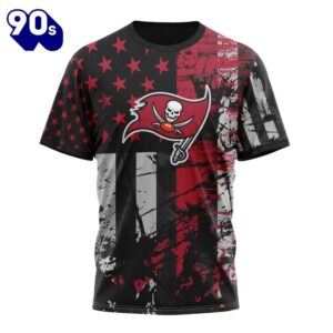 NFL Tampa Bay Buccaneers Custom Name Number Classic Grunge American Flag T-Shirt