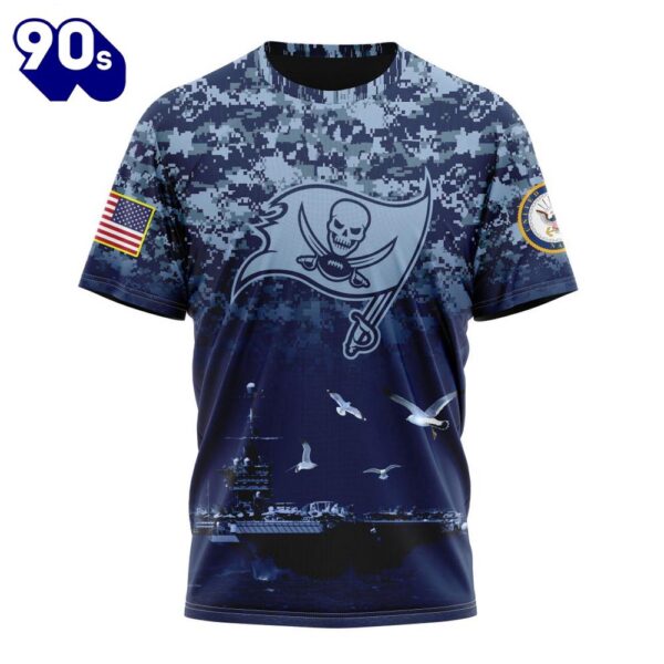 NFL Tampa Bay Buccaneers Custom Name Number Honor US Navy Veterans T-Shirt