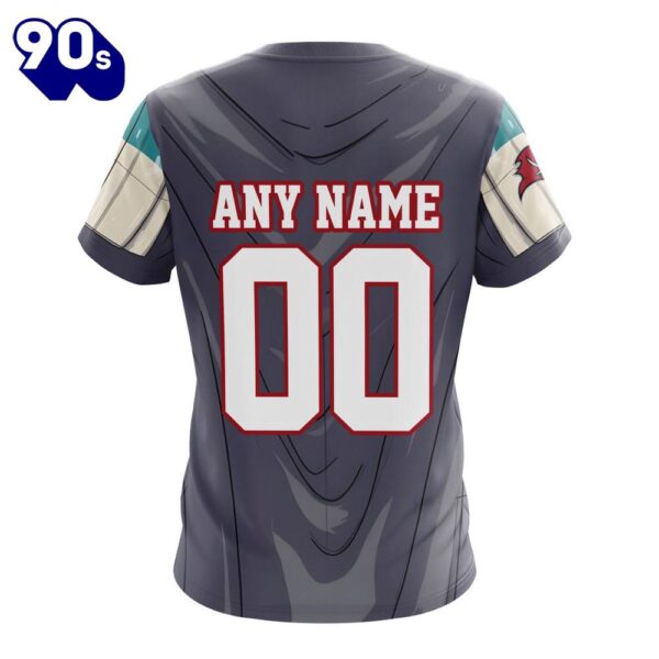 NFL Tampa Bay Buccaneers Custom Name Number Mandalorian And Baby Yoda T-Shirt