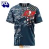 NFL Tampa Bay Buccaneers Custom Name Number Navy Skull Camo Veteran T-Shirt