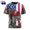 NFL Tampa Bay Buccaneers Custom Name Number USA Flag Camo Realtree T-Shirt