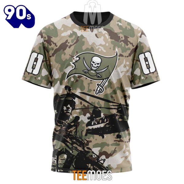 NFL Tampa Bay Buccaneers Custom Name Number Veteran Salute To Service T-Shirt