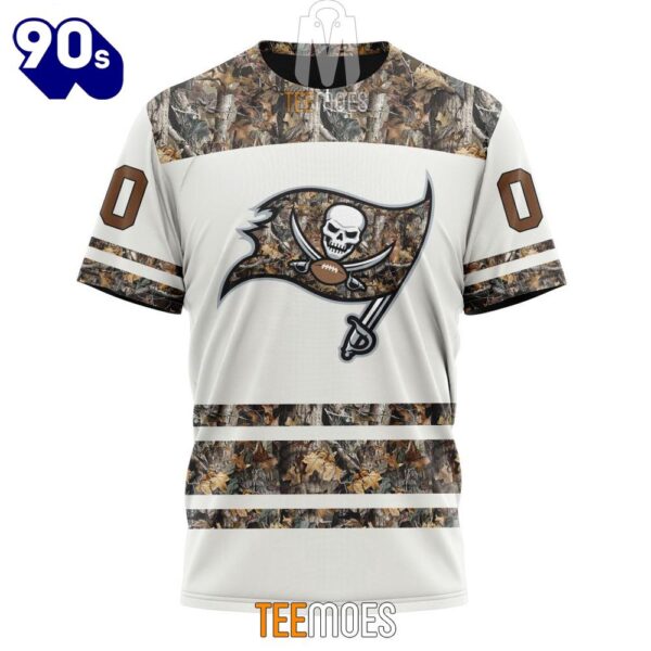 NFL Tampa Bay Buccaneers Custom Name Number White Camo Hunting T-Shirt