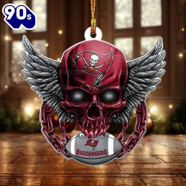 NFL Tampa Bay Buccaneers Football Skull Christmas Ornament Hanging Decor