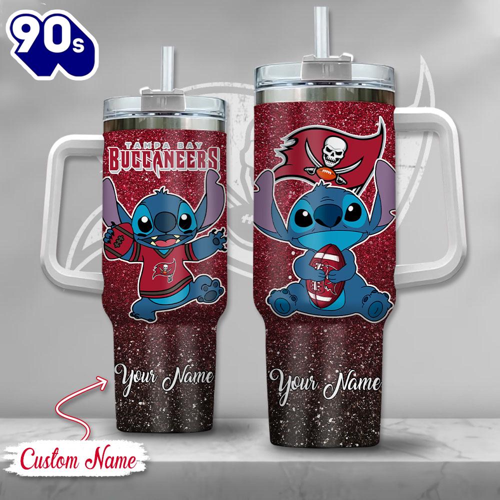 NFL Tampa Bay Buccaneers Stitch Glitter Custom Stanley Quencher 40oz Stainless Steel Tumbler With Handle NFL Tampa Bay Buccaneers Stitch Glitter Custom Stanley Quencher 40oz Stainless Steel Tumbler With Handle