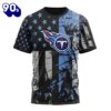 NFL Tennessee Titans Custom Name Number Classic Grunge American Flag T-Shirt