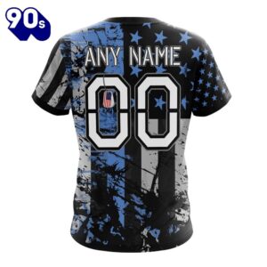 NFL Tennessee Titans Custom Name Number Classic Grunge American Flag T-Shirt