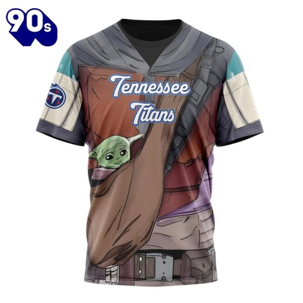 NFL Tennessee Titans Custom Name Number Mandalorian And Baby Yoda T-Shirt