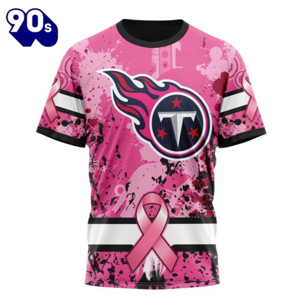 NFL Tennessee Titans Custom Name Number Pink Breast Cancer T-Shirt