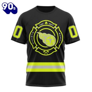 NFL Tennessee Titans Custom Name Number Special FireFighter Uniform T-Shirt