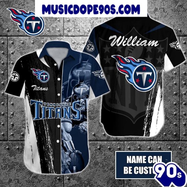 NFL Tennessee Titans Custom Name Special Half Tone Mascot Hawaiian Shirt