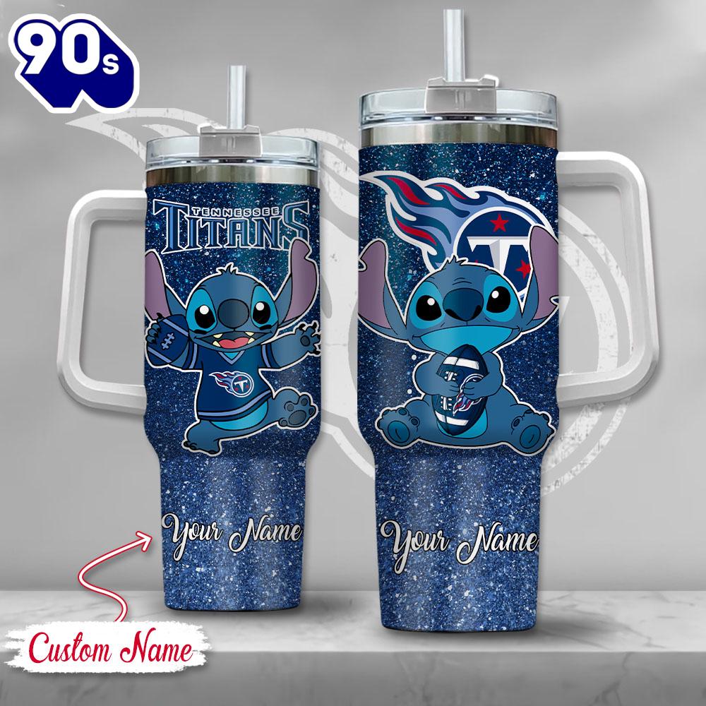 NFL Tennessee Titans Stitch Glitter Custom Stanley Quencher 40oz Stainless Steel Tumbler With Handle NFL Tennessee Titans Stitch Glitter Custom Stanley Quencher 40oz Stainless Steel Tumbler With Handle