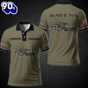 NFL Vetaran Day Baltimore Ravens Polo Shirt Custom Your Name Veteran Polo Shirt