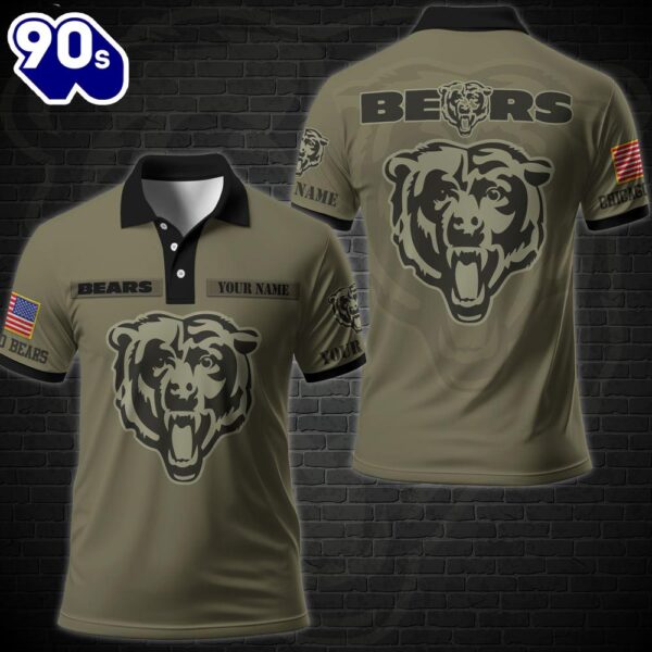 NFL Vetaran Day Chicago Bears Polo Shirt Custom Your Name Veteran Polo Shirt