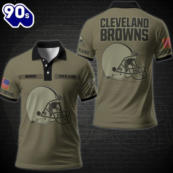 NFL Vetaran Day Cleveland Browns Polo Shirt Custom Your Name Veteran Polo Shirt