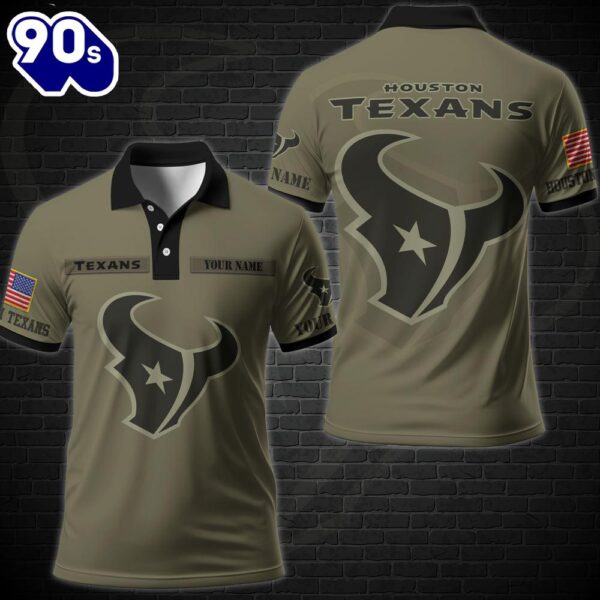 NFL Vetaran Day Houston Texans Polo Shirt Custom Your Name Veteran Polo Shirt