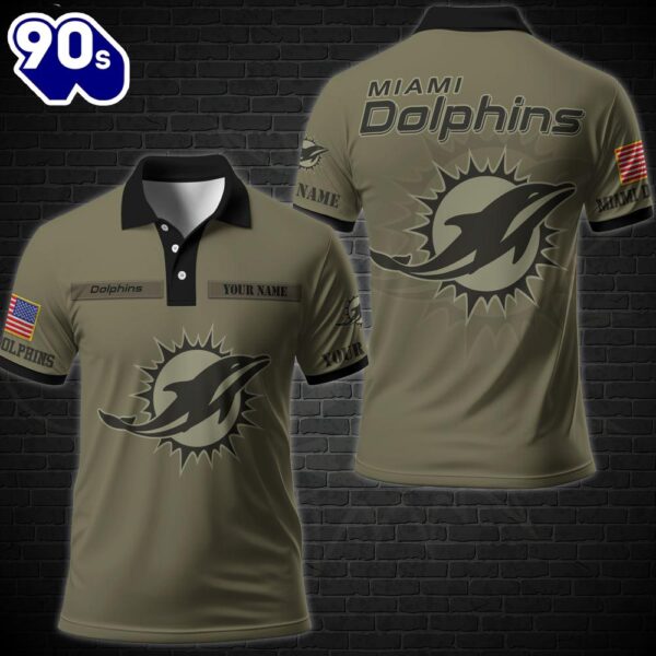 NFL Vetaran Day Miami Dolphins Polo Shirt Custom Your Name Veteran Polo Shirt