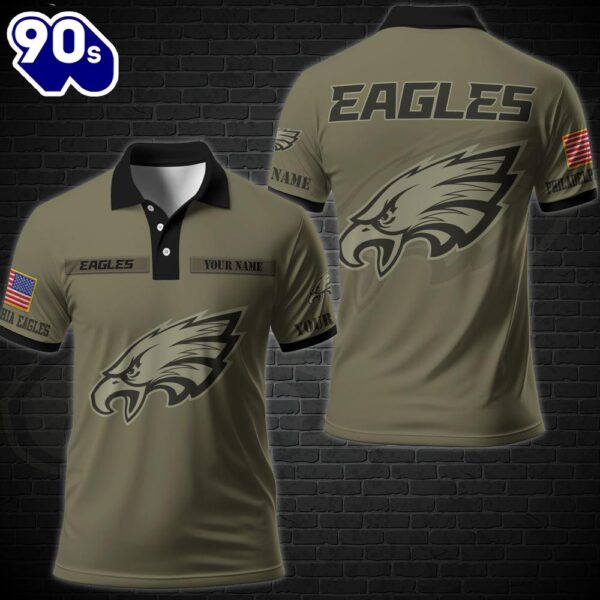 NFL Vetaran Day Philadelphia Eagles Polo Shirt Custom Your Name Veteran Polo Shirt