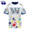 NFL Washington Commanders Custom Name Number Autism Awareness Hands T-Shirt