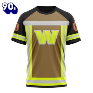 NFL Washington Commanders Custom Name Number Firefighter Uniform T-Shirt