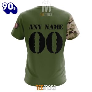 NFL Washington Commanders Custom Name Number Green Camo US Military T-Shirt