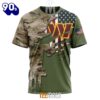 NFL Washington Commanders Custom Name Number Green Camo US Military T-Shirt