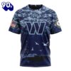 NFL Washington Commanders Custom Name Number Honor US Navy Veterans T-Shirt