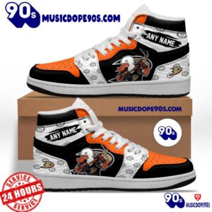 NHL Anaheim Ducks With Team Mascot Customized Air Jordan 1 Sneaker