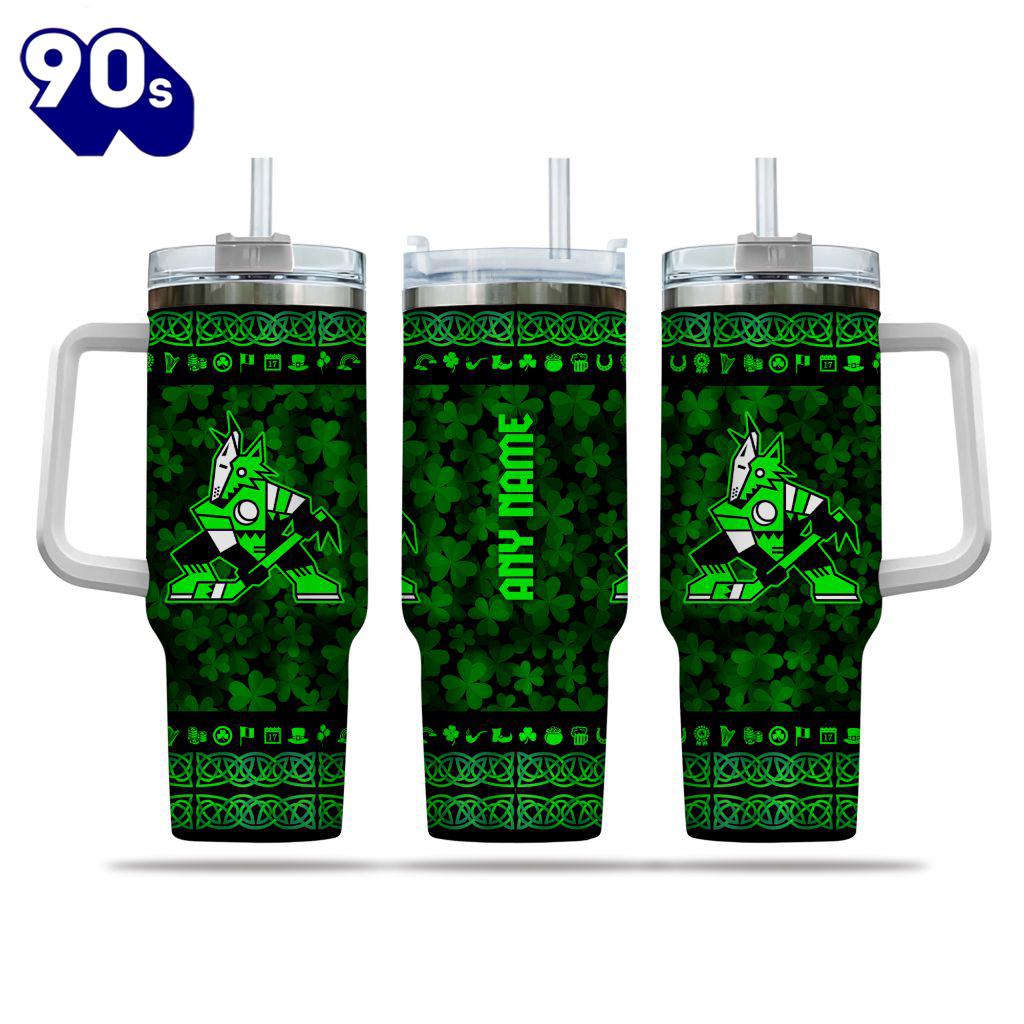 NHL Arizona Coyotes Happy St. Patrick's Day Custom Stanley Quencher 40oz Stainless Steel Tumbler With Handle - NHL Tumbler 40oz NHL Arizona Coyotes Happy St. Patrick's Day Custom Stanley Quencher 40oz Stainless Steel Tumbler With Handle - NHL Tumbler 40oz