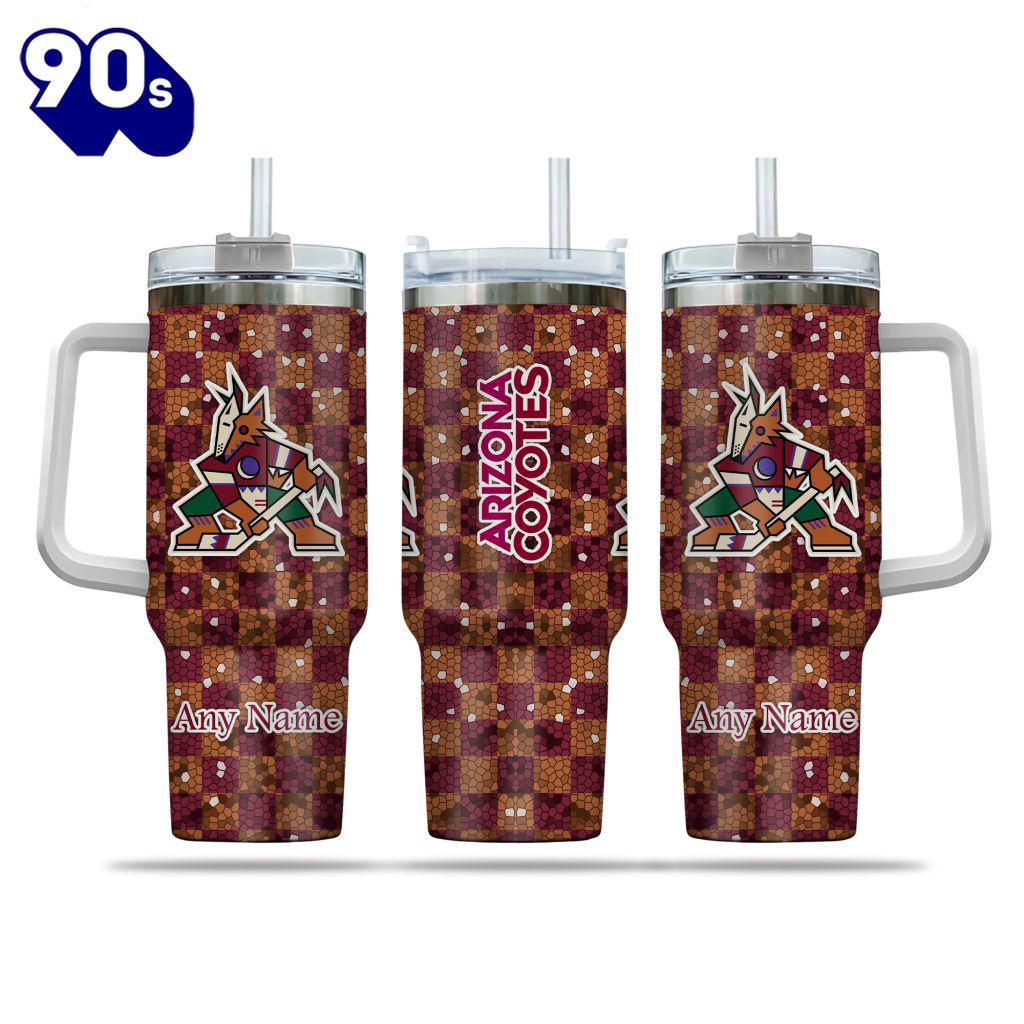 NHL Arizona Coyotes Stained Glass Effect Custom Stanley Quencher 40oz Stainless Steel Tumbler With Handle - NHL Tumbler 40oz NHL Arizona Coyotes Stained Glass Effect Custom Stanley Quencher 40oz Stainless Steel Tumbler With Handle - NHL Tumbler 40oz