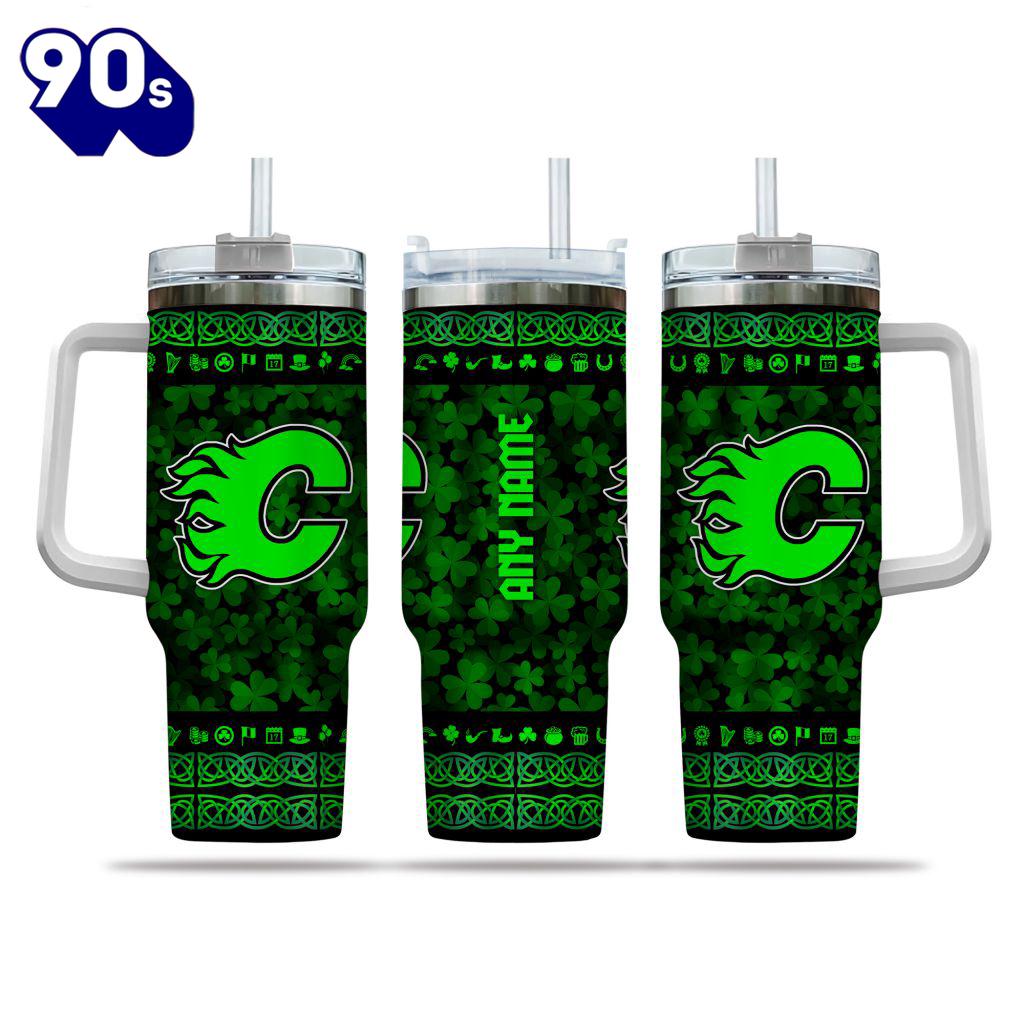 NHL Calgary Flames Happy St. Patrick's Day Custom Stanley Quencher 40oz Stainless Steel Tumbler With Handle - NHL Tumbler 40oz NHL Calgary Flames Happy St. Patrick's Day Custom Stanley Quencher 40oz Stainless Steel Tumbler With Handle - NHL Tumbler 40oz